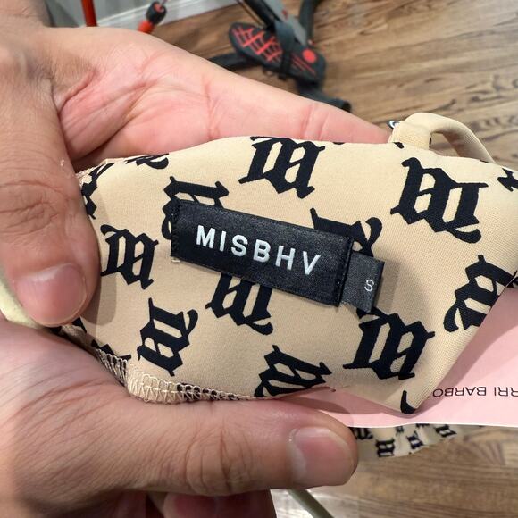 Misbhv "Lara" monogram chain-strap pink and black top size small - Picture 4 of 4